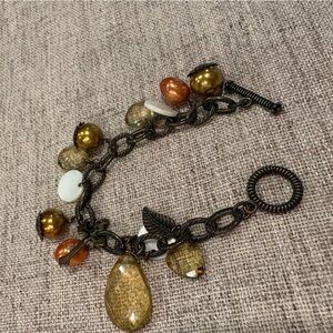dressbarn Mixed Gold, Copper & Ivory Charm Bracelet